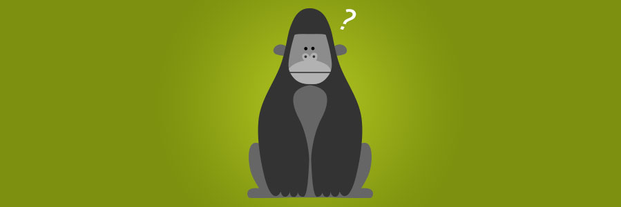 An illustration of a gorilla overlain on a green background.